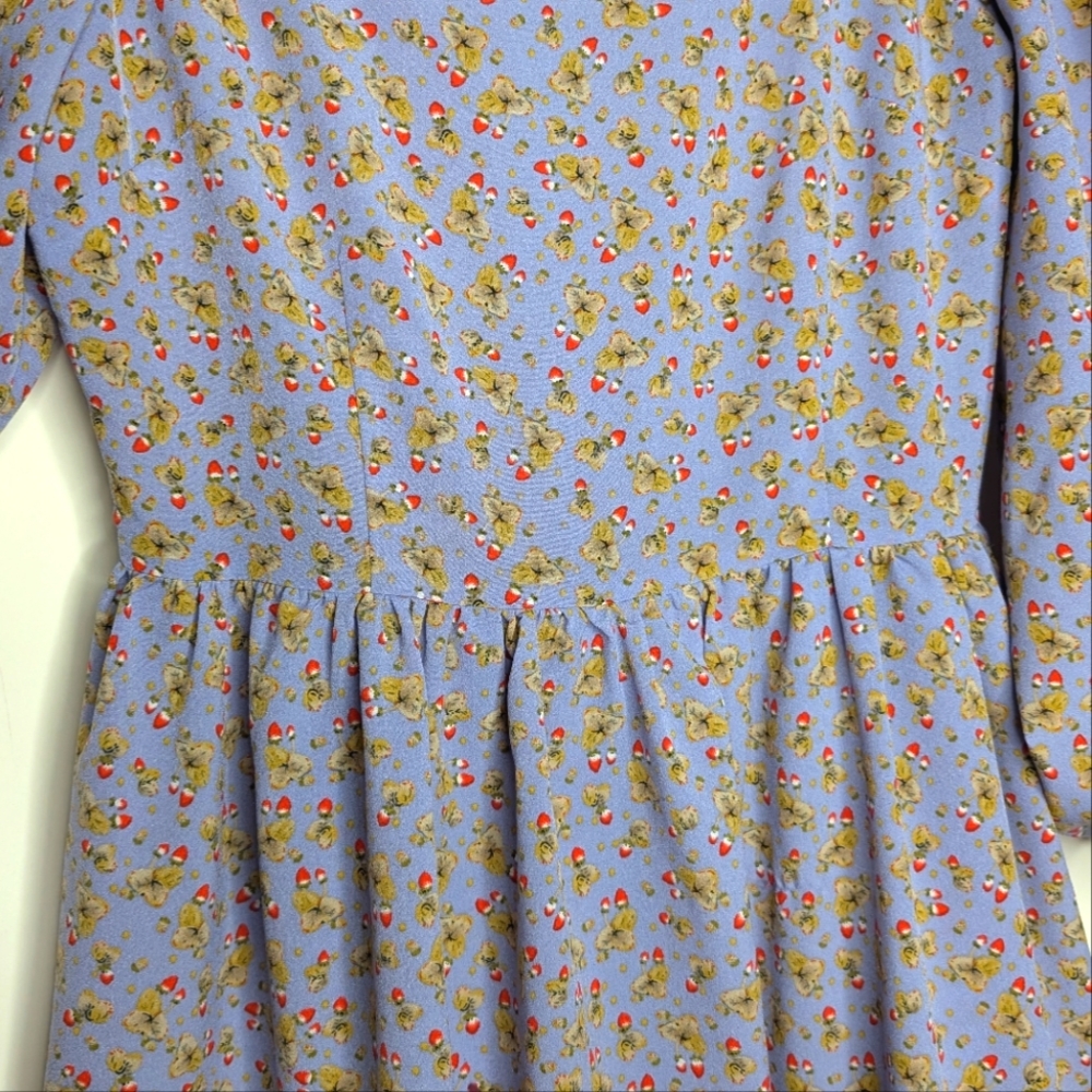 Glamorous ASOS Brand Square Neck Tiered Smock Lilac Strawberry Mini Dress Size 2 - Picture 8 of 16